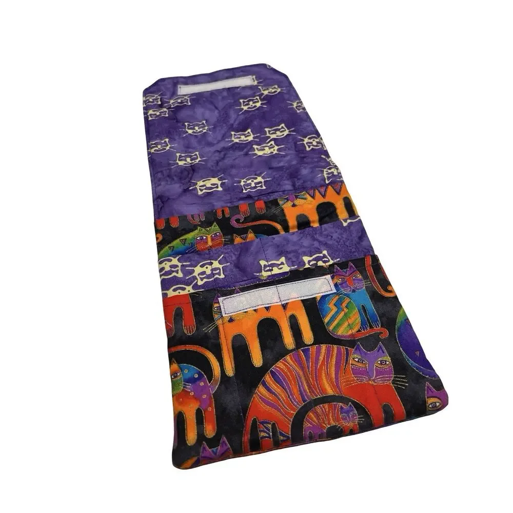 Notebook / Sketch book Pencil Pen Holder Organizer w/ Laurel Burch Cat Fabric